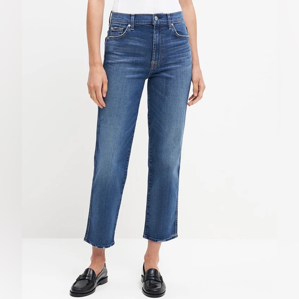 7 For All Mankind High Waist Cropped Straight Jeans